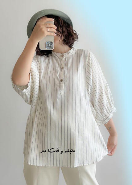 Front closed linen coat model