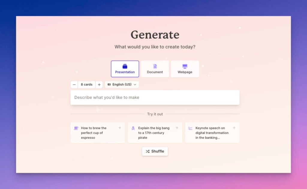 Making PowerPoint with artificial intelligence Gamma