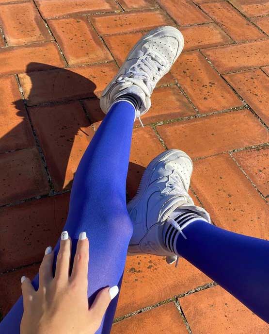 Tights with sports shoes