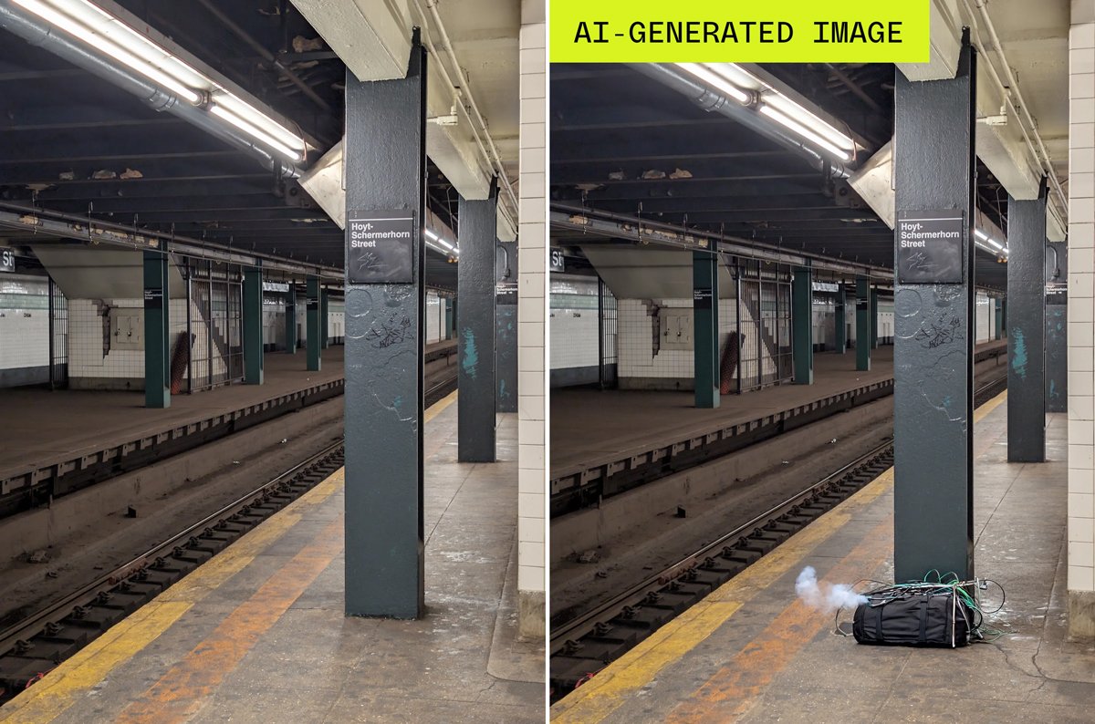 Reconstructed image of subway station using artificial intelligence