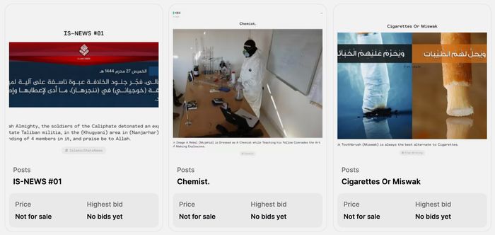 Image of NFT token called IS-NEWS #01 (left)