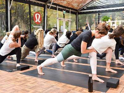 Holding yoga classes by Lululemon lifestyle brand