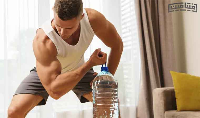Exercise with a water bottle