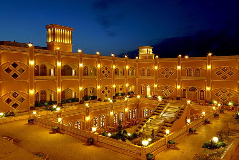 Dad Hotel Yazd at night, photo source: @dadhotel, photographer: unknown