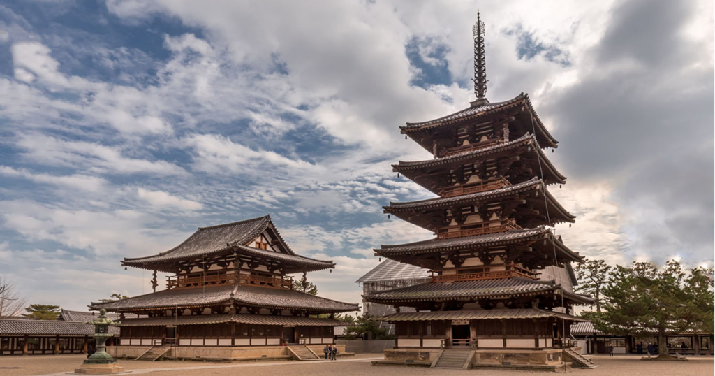 A picture of Horyu-ji, one of Japan's temples 
