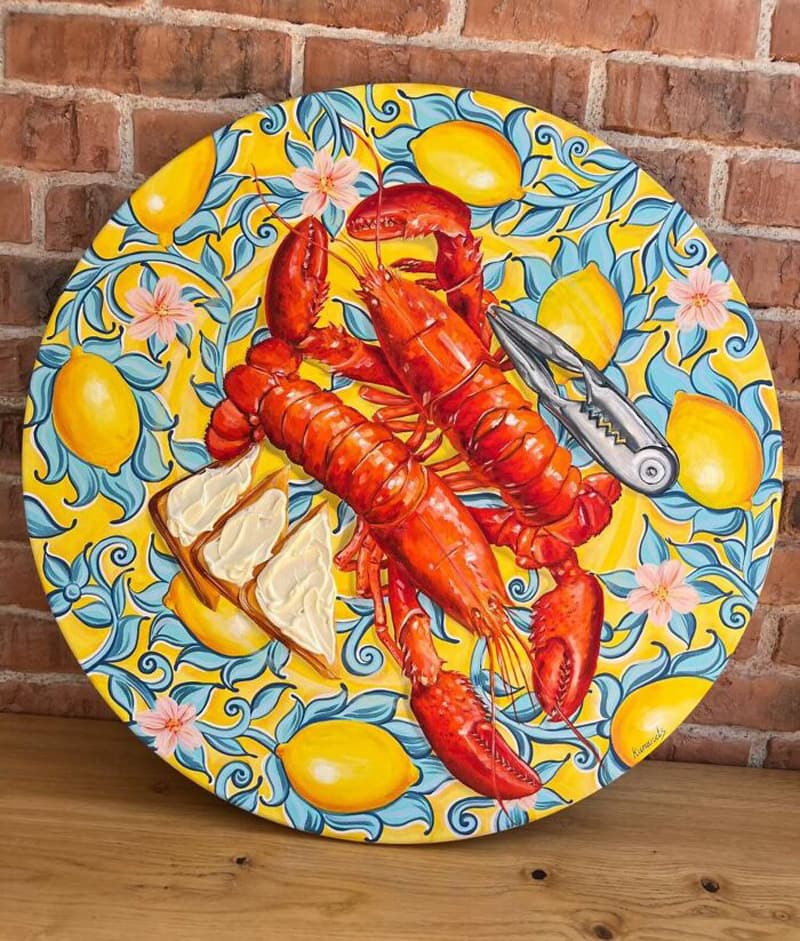 Crab painted on a plate