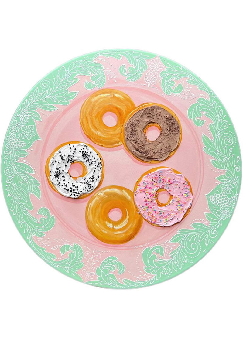 Painting donuts on a plate