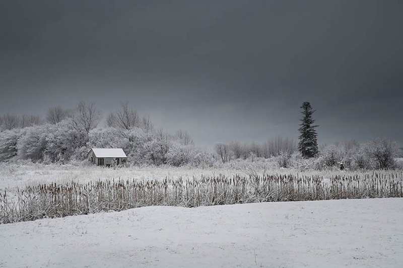 Winter in a village in the Canadian province of Quebec