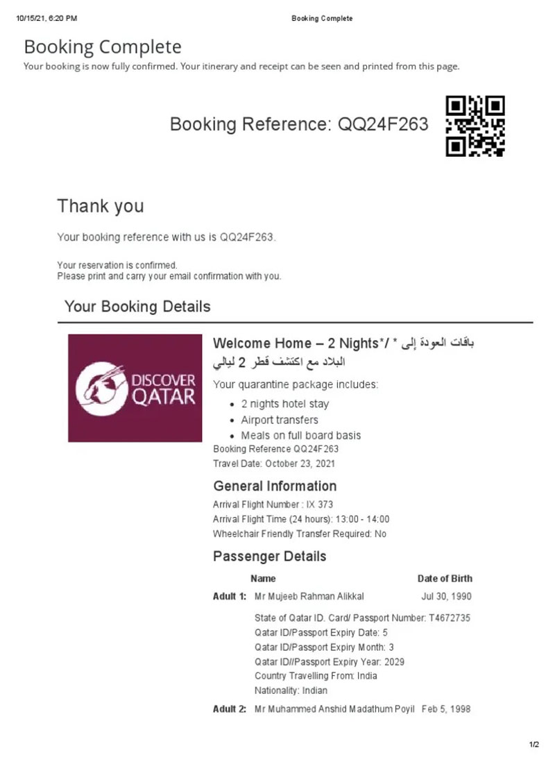 Hotel reservation through the Discover Qatar site; Photo Source: Scribd, Photographer: Unknown
