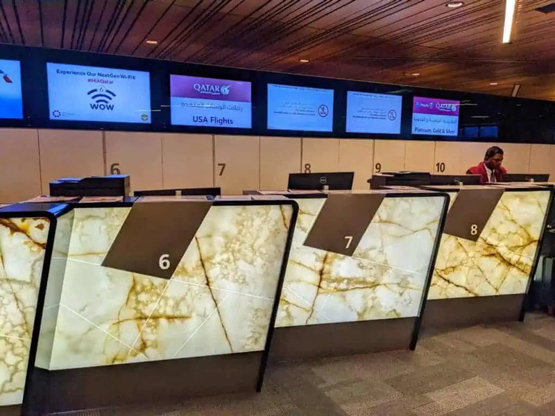 Qatar Airways service counters; Photo Source: Milesopedia, Photographer: Unknown