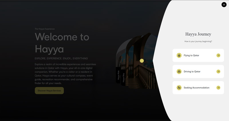 Travel start page on Haya Qatar portal