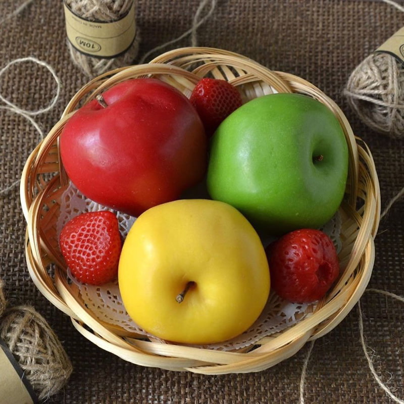 Soap in the form of green, red and yellow apples