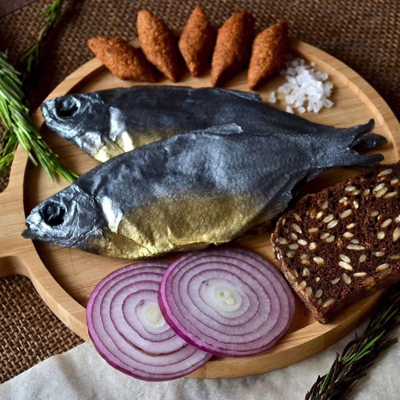 Soap in the form of salmon and various cinnamon