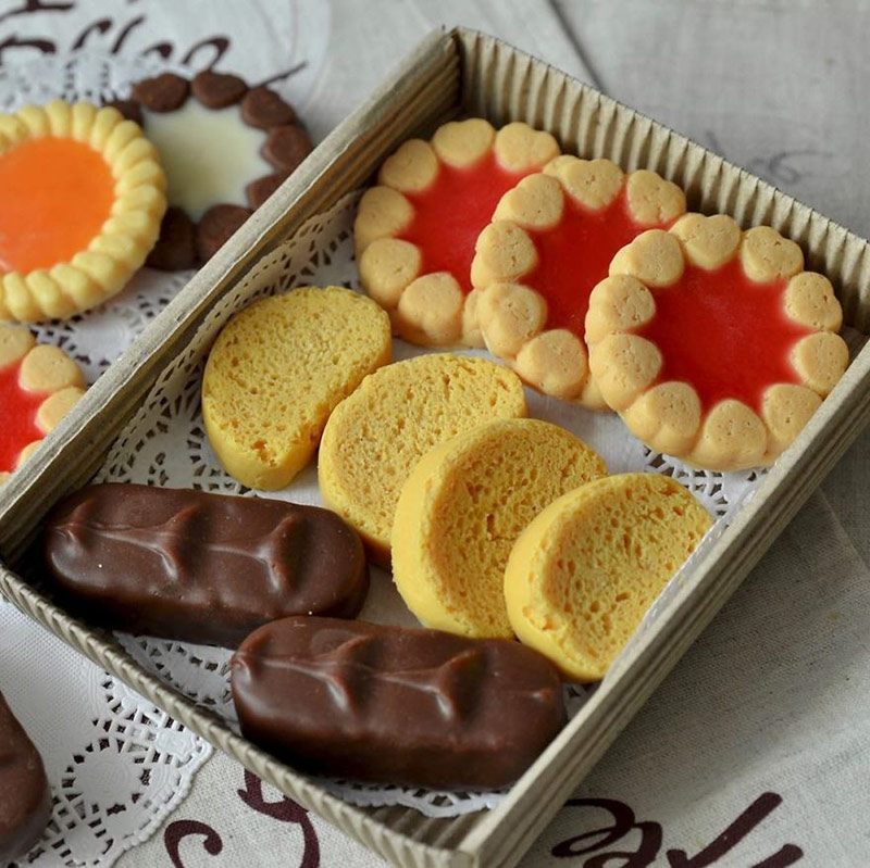 Soap in the form of a box of dry sweets