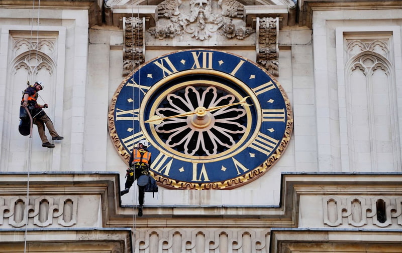   Annual inspection of Hawksmoor clock tower stone in Westminster Cathedral, London
