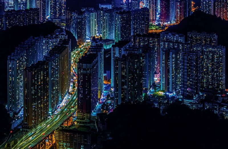 High-rise buildings of Guiyang in Guizhou Province, China at night