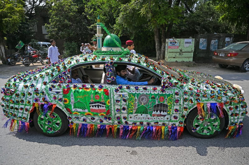 The decorated car of Pakistani Sunni Muslims on the birthday of the Prophet of Islam (PBUH)