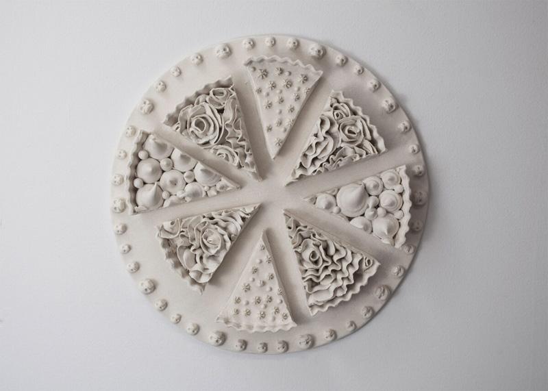 Sculpture of cream cake slices