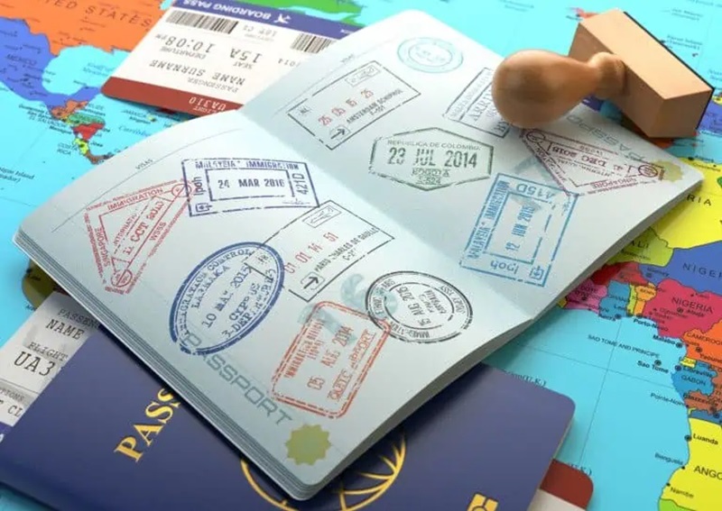 Visa stamp in passport