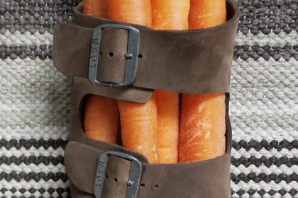 Combined photo of shoes and carrots