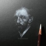 Van Gogh's portrait drawing with white pencil