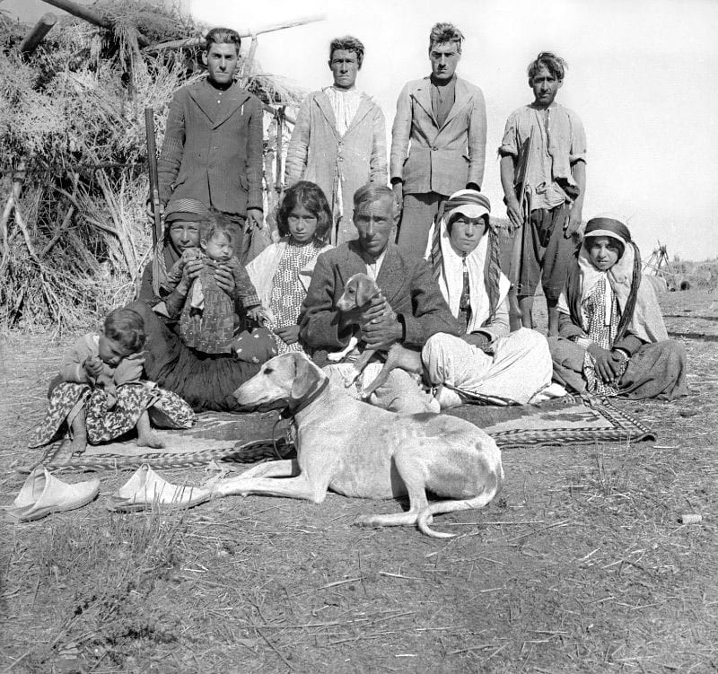 Nomadic family of ancient Iran with a herding dog