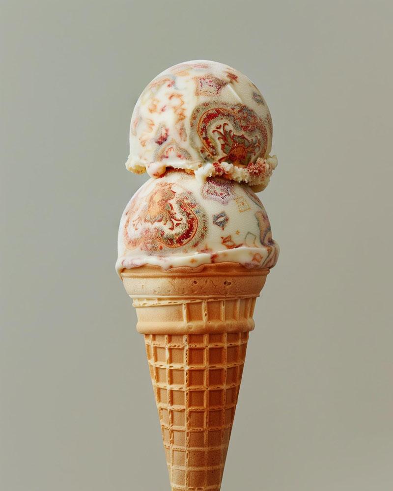 Ice cream decorated with Iranian motifs