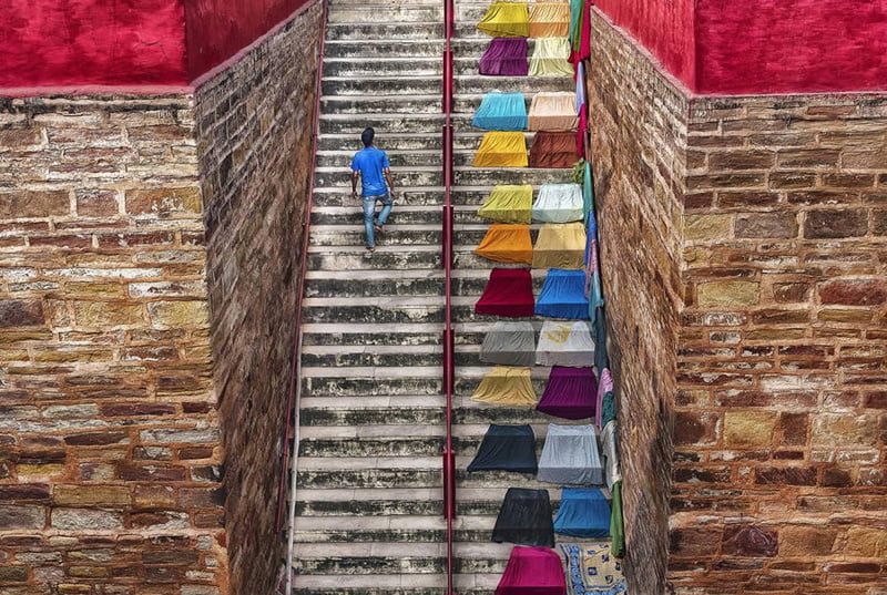 Colored stairs in India