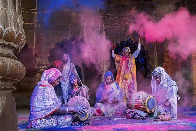 Holi celebration of Indian women