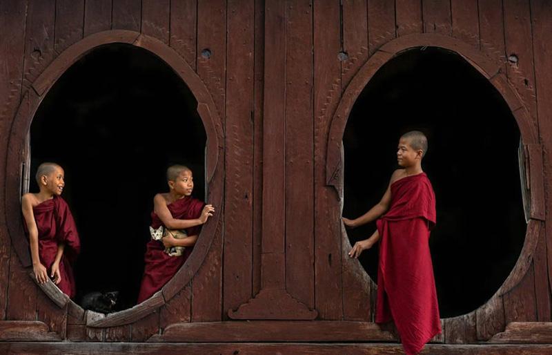 Buddhist temple trainee children