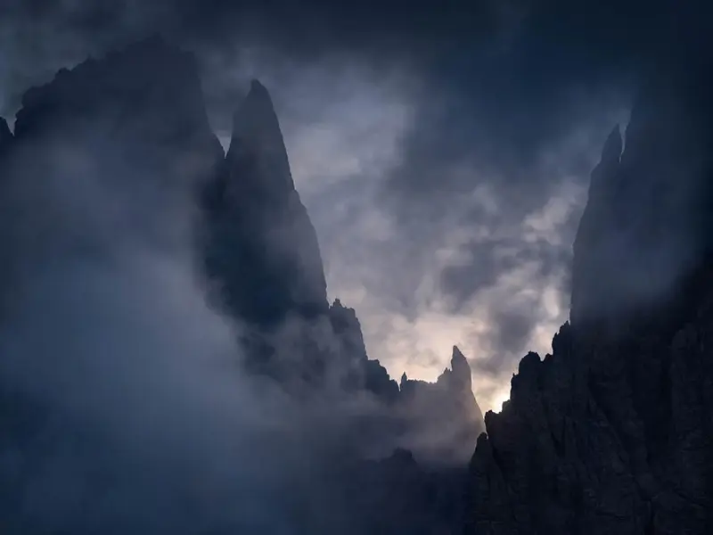 Clouds and fog in the middle of the Alps