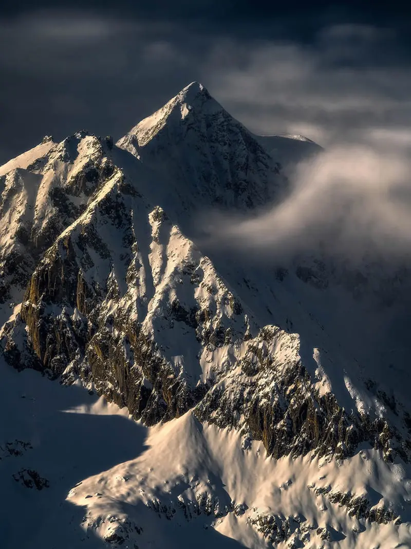 The snow-covered mountains of the Alps