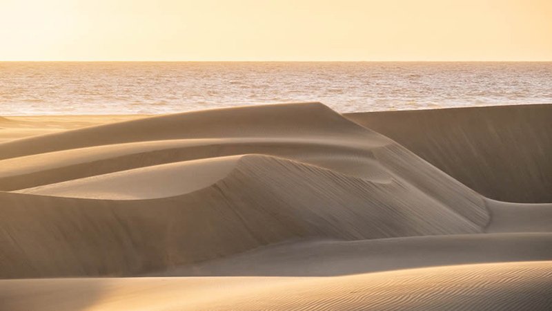 The sand dunes of Spain at sunrise