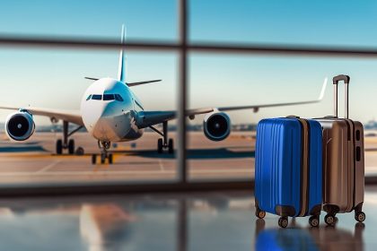 two cabin-sized suitcases at the airport; Photo source: