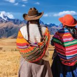 Women in native clothes in the mountains