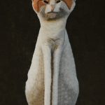 Tall paper cat made by Lola Dupre