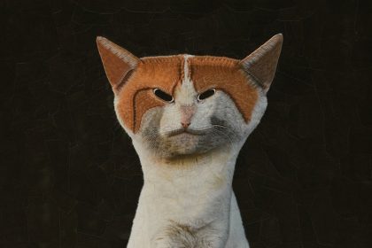 Tall paper cat made by Lola Dupre