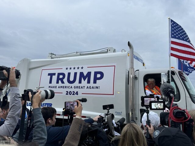 Trump answered Biden from inside the garbage truck