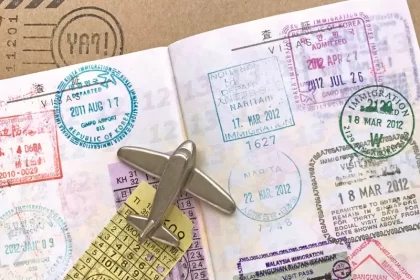 Airplane and passport - reportage