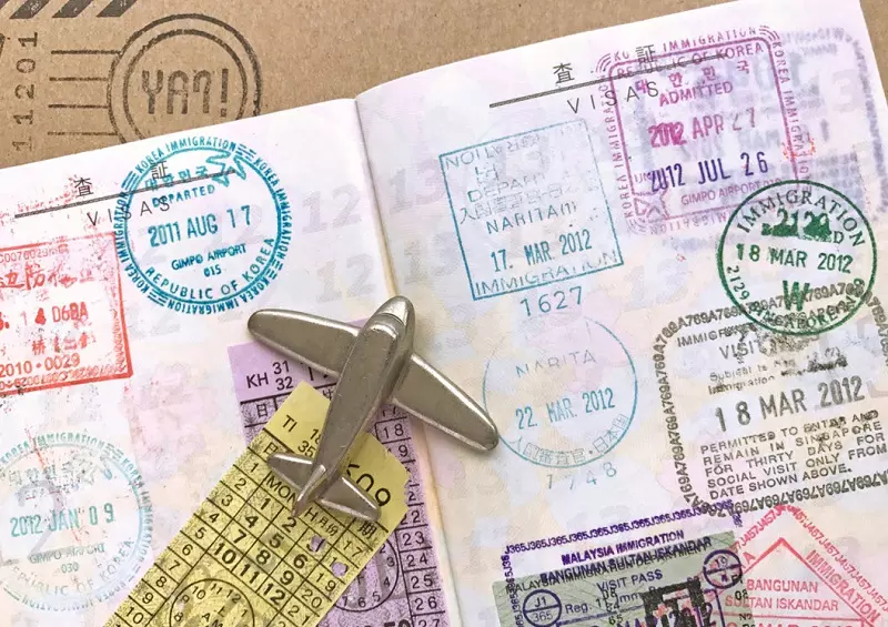 Airplane and passport - reportage