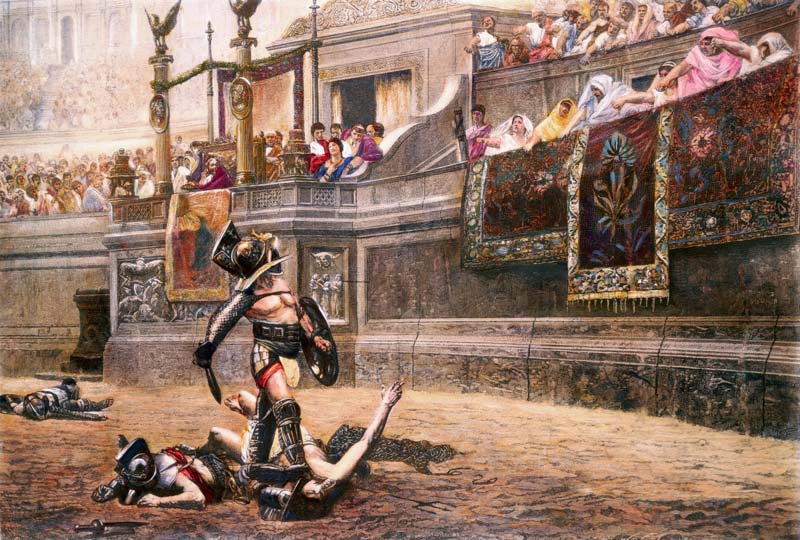 A painting of a victorious gladiator on the battlefield; Photo source: history.com, photographer: unknown