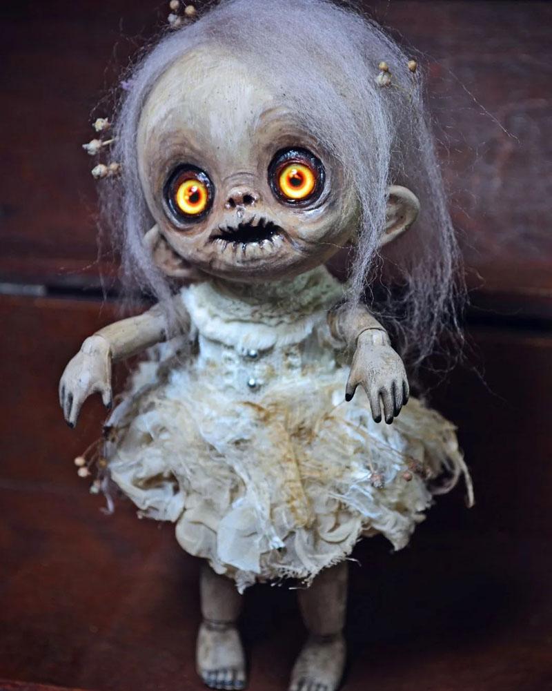 Halloween doll with scary eyes