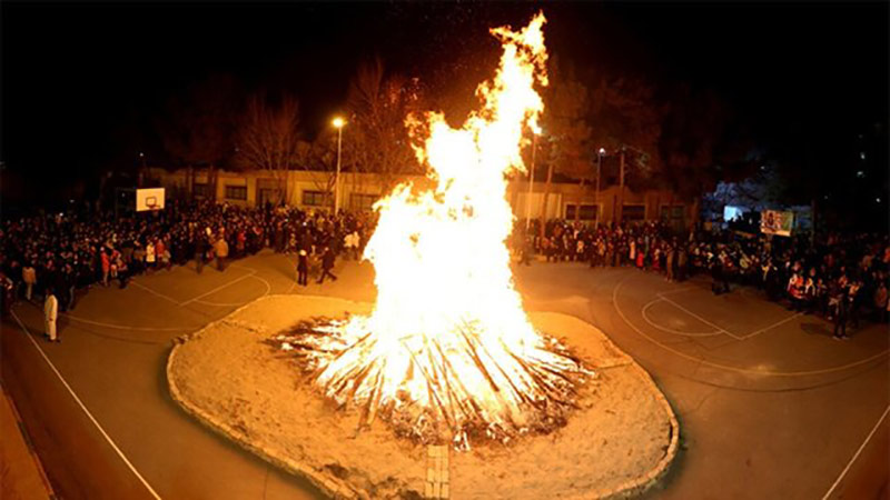 Lighting the fire in Azargan festival