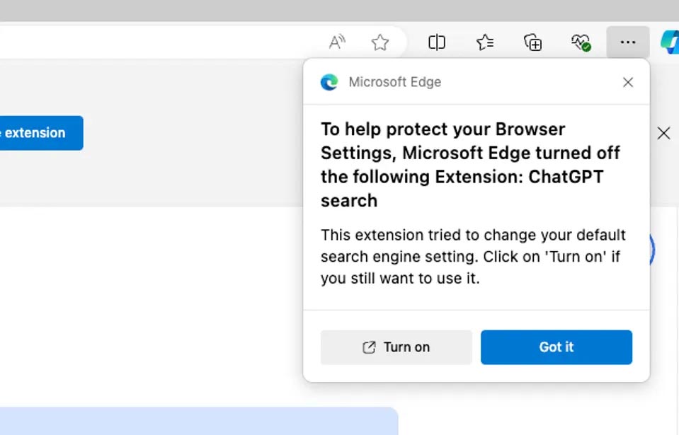 GPT search extension in Microsoft Edge