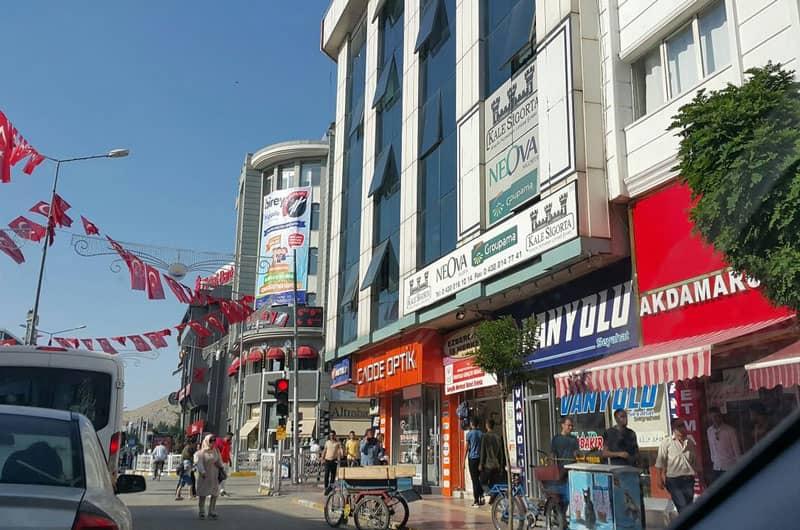 Shops and shopping centers on Cumhuriyet street, Van city