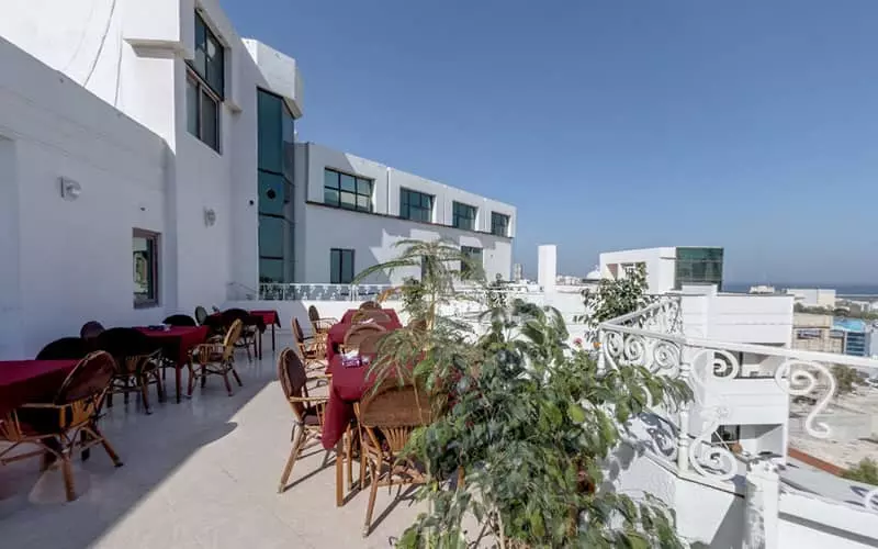 Shaygan Hotel coffee shop with sea view