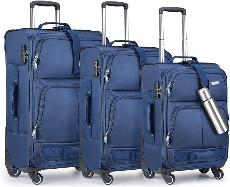 A set of three pieces of luggage with a soft body; Photo source www.Amazon.sa. Unknown photographer