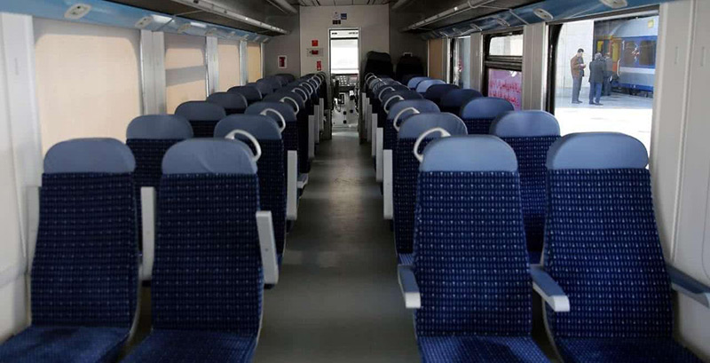 Inside the double-decker wagons of the Saba bus train; Photo source: Respina; Photographer: Unknown