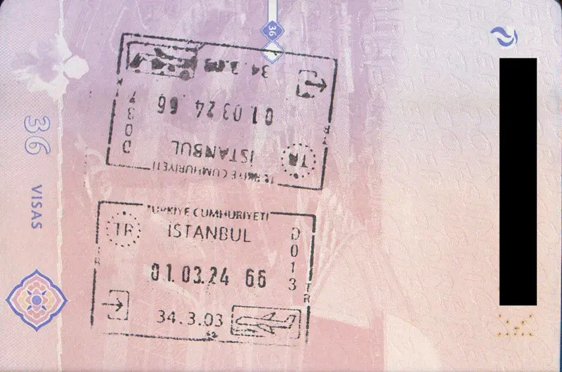 Istanbul entry and exit stamp in the passport; Photo Source: Reddit, Photographer: Unknown