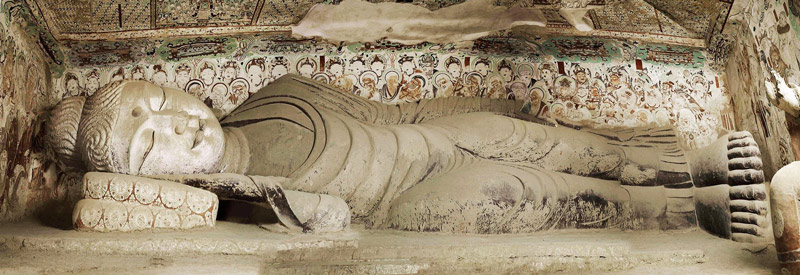 Mogai cave reclining Buddha statue; Photo Source: South China Morning Post, Photographer: Unknown